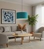 18-Inch Teal Fabric Drum Pendant Light