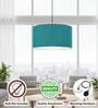 18-Inch Teal Fabric Drum Pendant Light