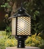 18-Inch Victorian Hexagonal Mesh Gate Light | Black Aluminum & Steel Outdoor Post Light
