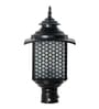 18-Inch Victorian Hexagonal Mesh Gate Light | Black Aluminum & Steel Outdoor Post Light