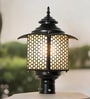 18-Inch Victorian Hexagonal Mesh Gate Light | Black Aluminum & Steel Outdoor Post Light