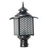 18-Inch Victorian Hexagonal Mesh Gate Light | Black Aluminum & Steel Outdoor Post Light