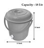 18 Ltrs Grey Plastic Bucket (Set of  2)