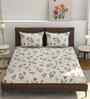 180 TC Microfiber Floral  Fitted Bedsheet with 2 Pillow Covers (Maroon, 72x78+10 Inch)