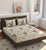 180 TC Microfiber Floral  Single  Bedsheet with 1 Pillow Cover (Cream, 155x228 CM)