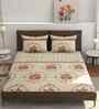 180 TC Microfiber Floral  Single  Bedsheet with 1 Pillow Cover (Orange, 155x228 CM)