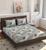 180 TC Microfiber Geometric Single  Bedsheet with 1 Pillow Cover (Blue, 155x228 CM)