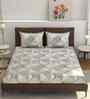 180 TC Microfiber Geometric Single  Bedsheet with 1 Pillow Cover (Tan, 155x228 CM)
