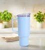 1200 Ml- Blue Plastic Tumbler with Handle & Straw Lid