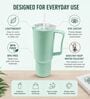 1800 Ml- Mint Green Plastic Tumbler with Handle & Straw Lid