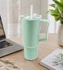 1800 Ml- Mint Green Plastic Tumbler with Handle & Straw Lid