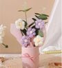 Yellow And Purple Artificial Crochet Flowers Bouquet With Pot