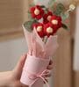 Red Artificial Crochet Flowers Bouquet With Pot