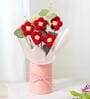 Red Artificial Crochet Flowers Bouquet With Pot