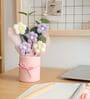 Yellow And Purple Artificial Crochet Flowers Bouquet With Pot