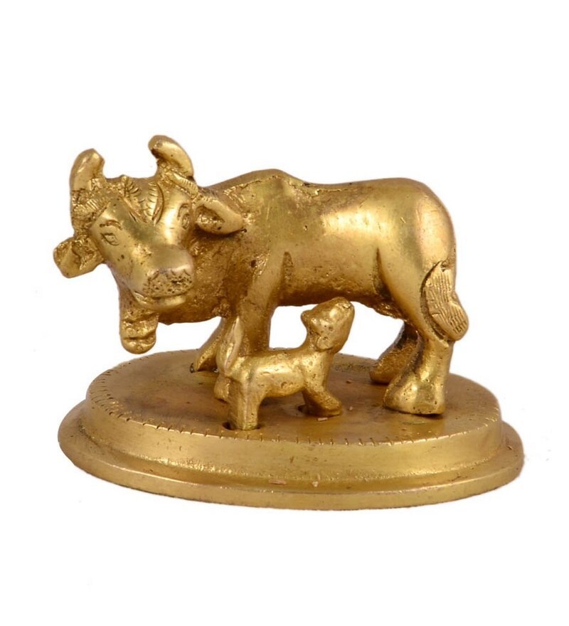 Buy 1St Home Cow Feeding Calf Statue in Brass Online Animal Figurines