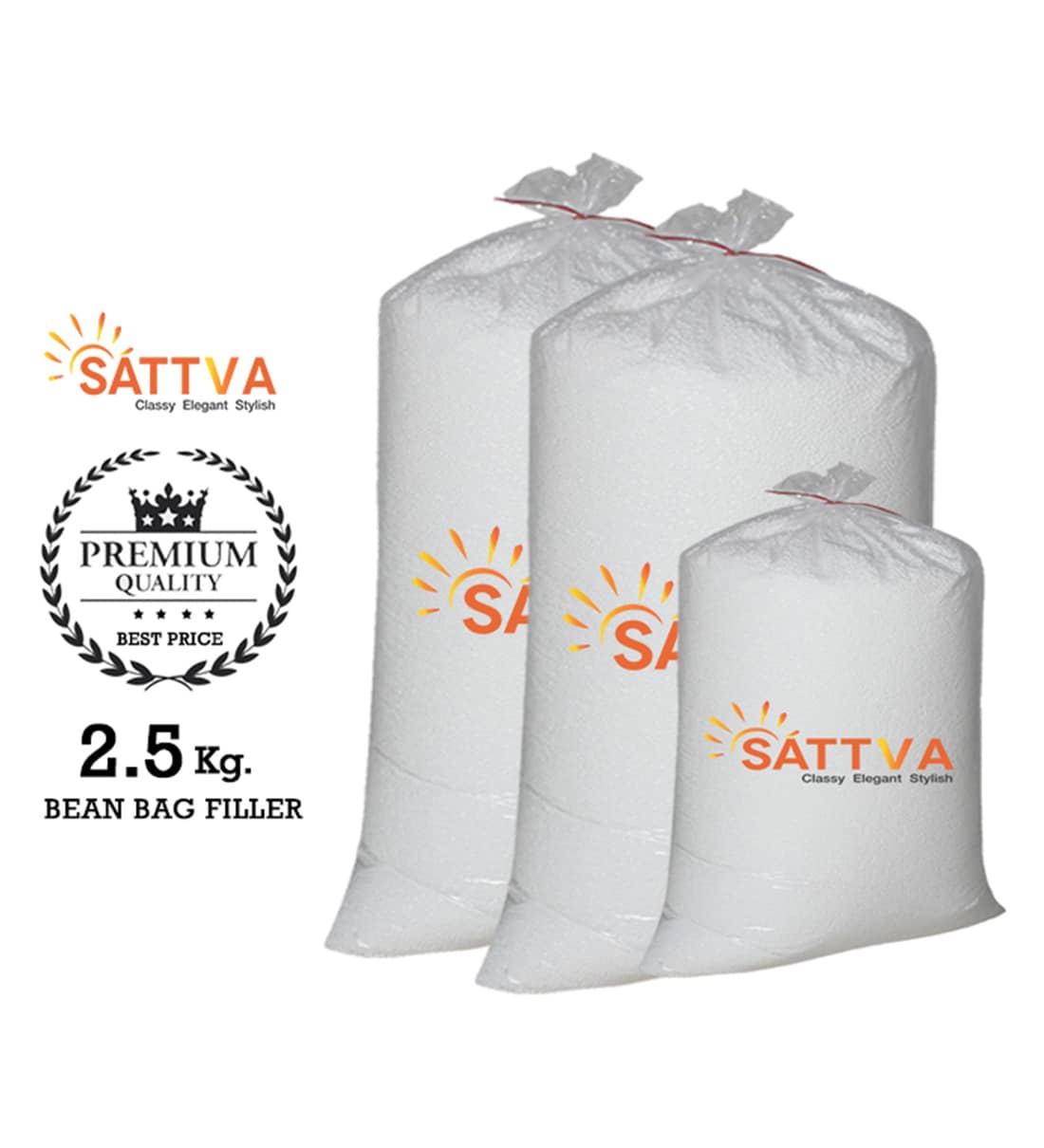 Buy 2.5 Kg Bean Bag Refill in White Colour by Sattva Online - Bean Bag ...