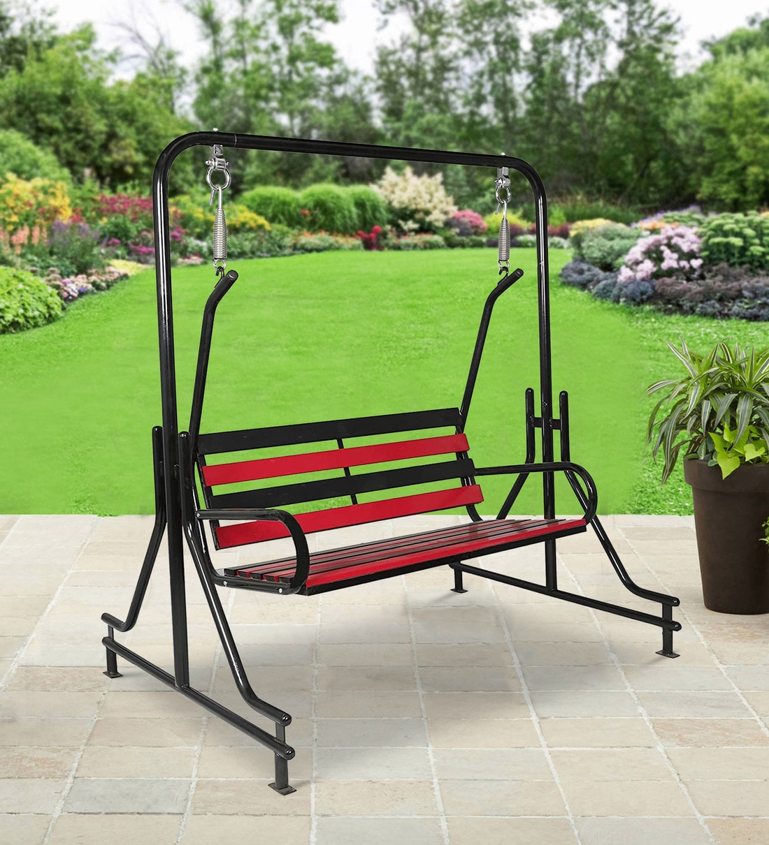 2 seater black garden swing