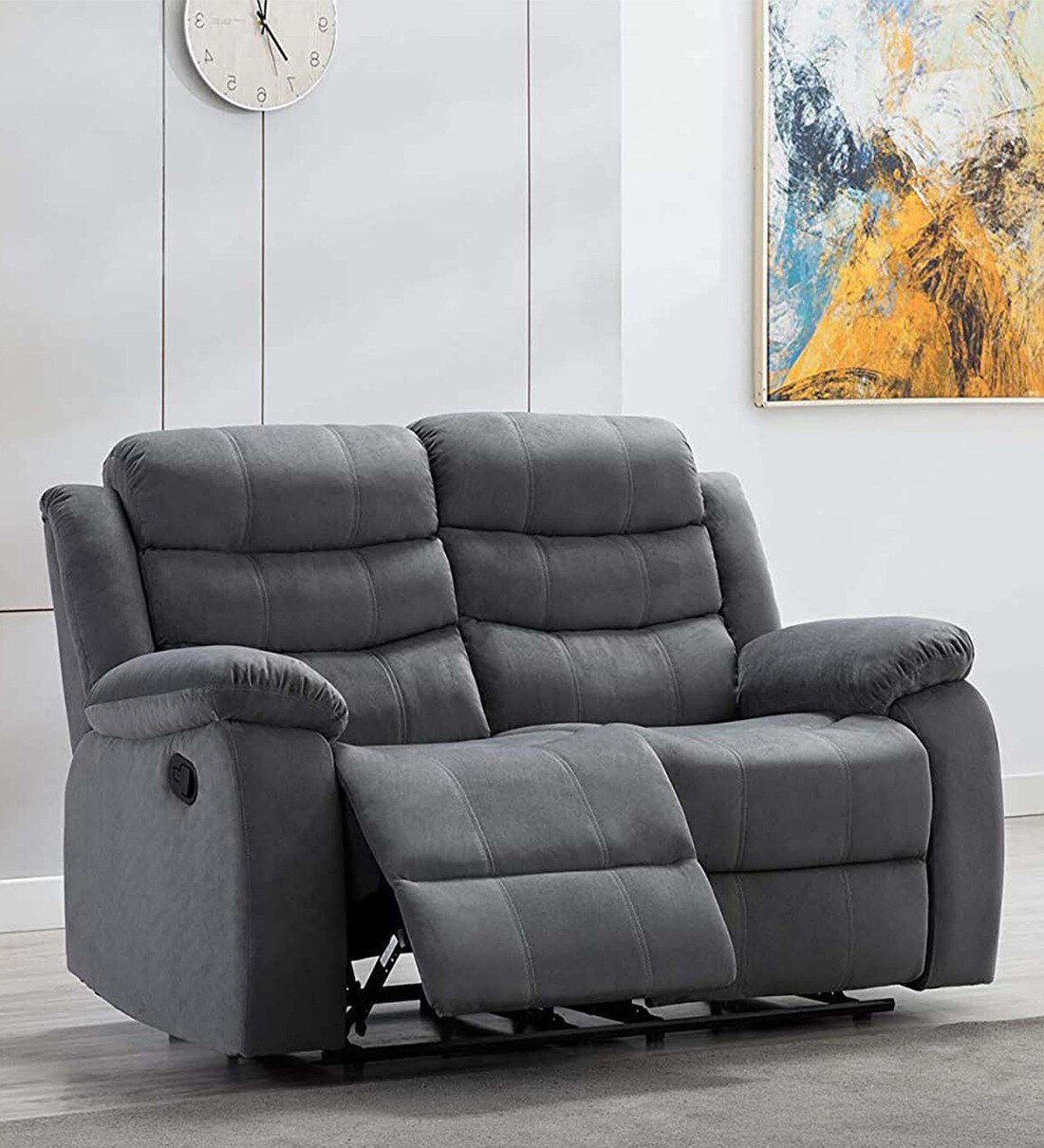 Buy Rio 2 Seater Manual Recliner in Grey Colour by Bantia Furniture Online Manual 2 Seater