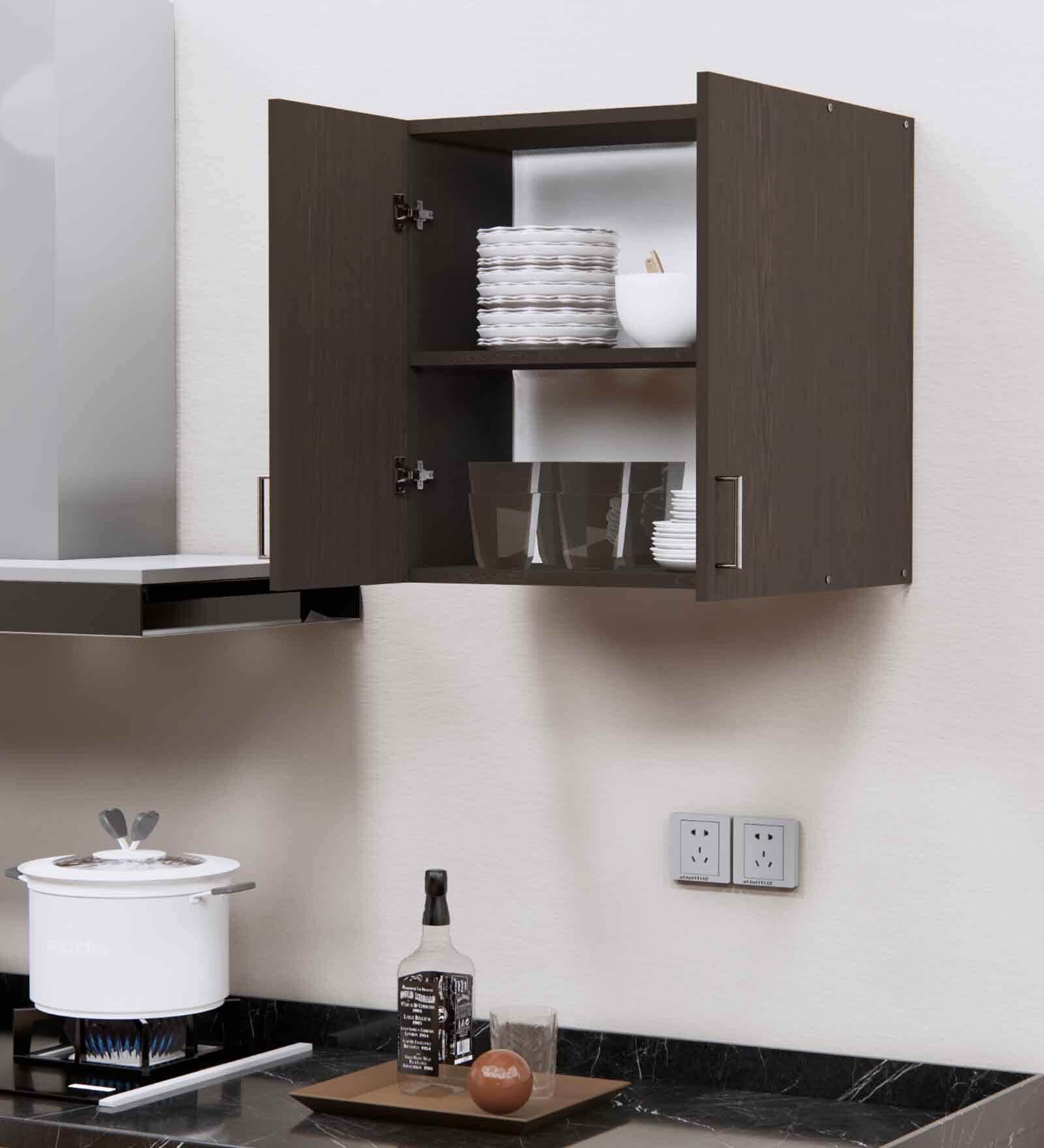 2 Doors Modular Wall Mounted Kitchen Cabinet with Adjustable Shelf in Chiyoda Wange Finish