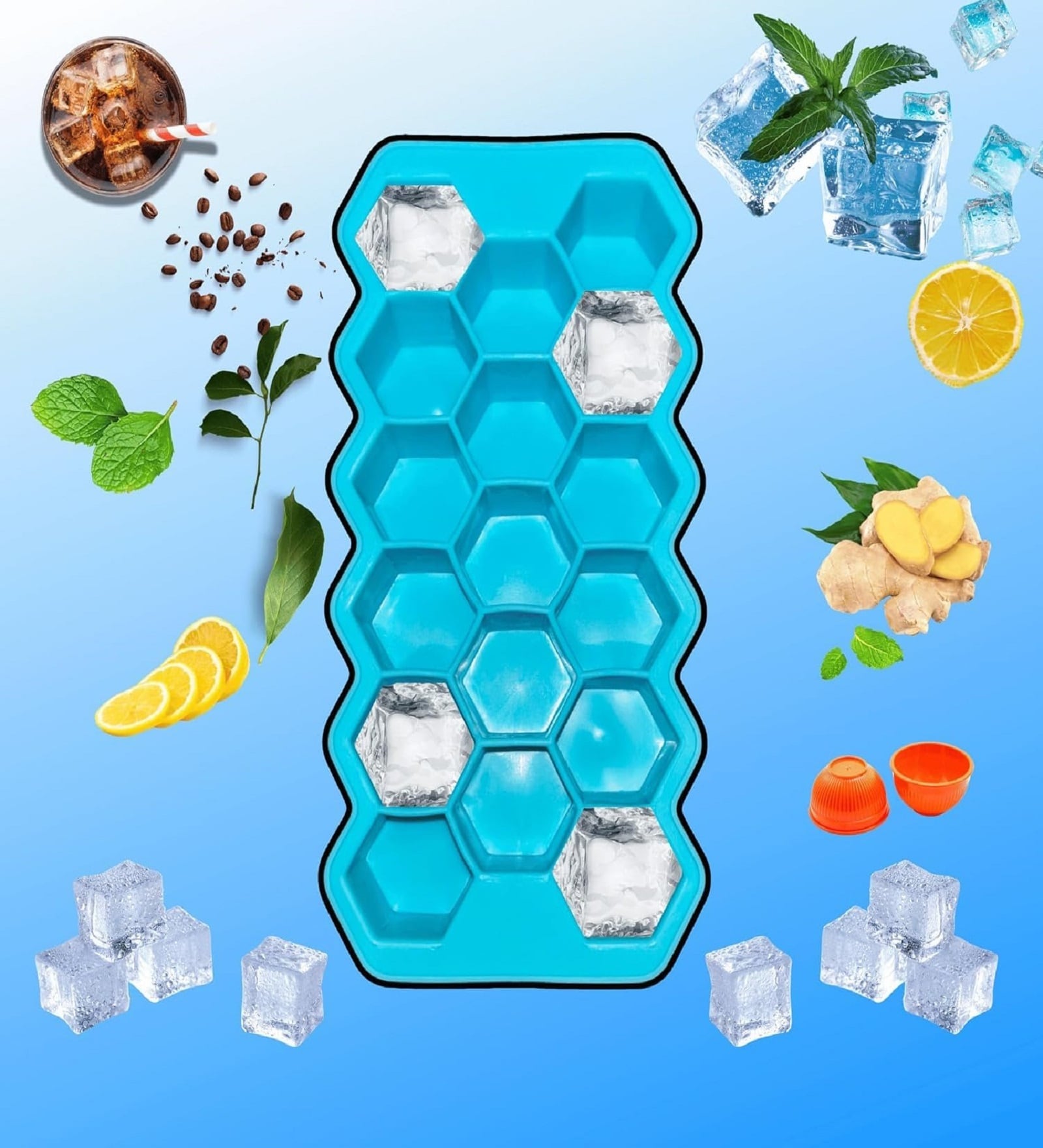 2 Pc Silicone Ice Tray Assorted