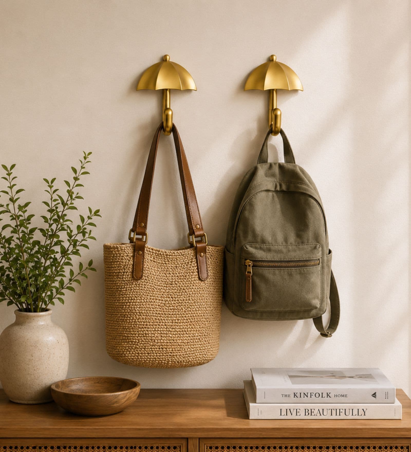 2 Pcs Gold Metal Umbrella Wall Hook