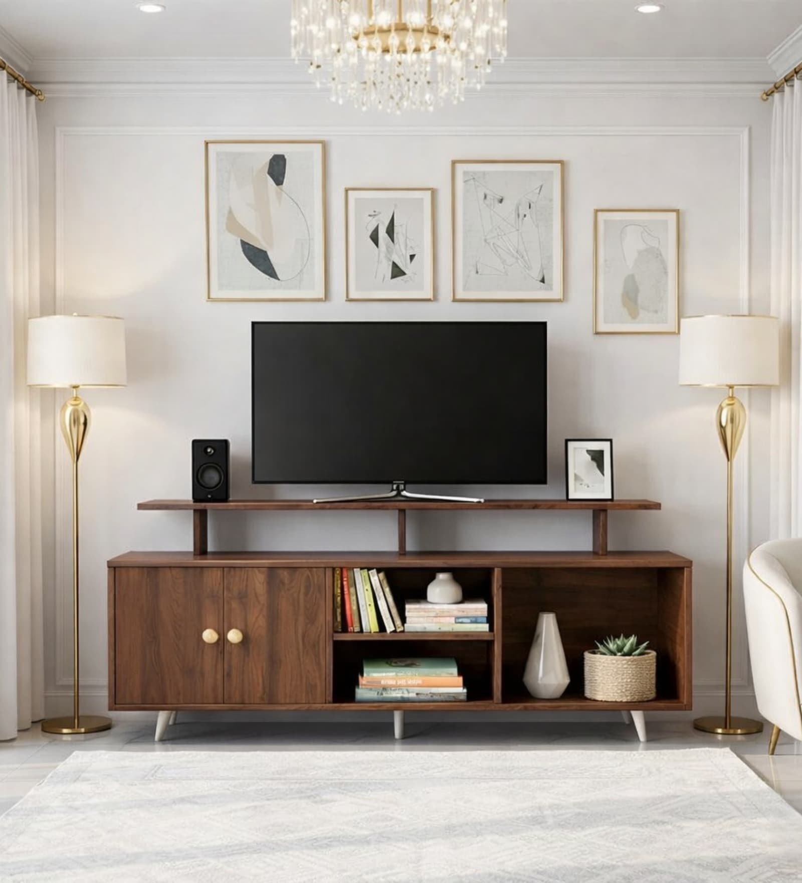 2 Tier Side Table In Noce Lyon Finish