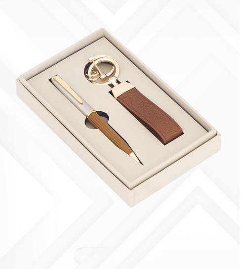2 in 1 Brown Keychain and Pen Combo Gift Set-image-4