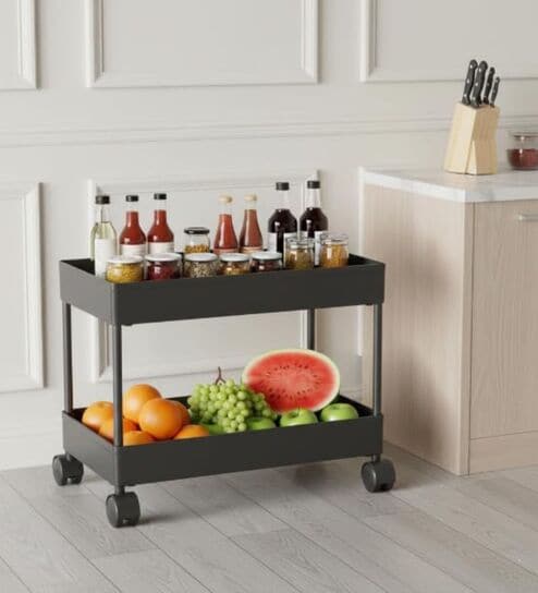 2 Layer Storage Organizer Powder Coated With Wheels
