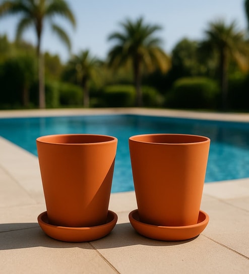 2 Pcs Red Terracotta 3.5 Inchs Planters