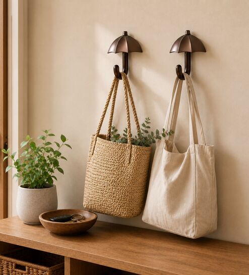 2 Pcs Rose Gold Metal Umbrella Wall Hook