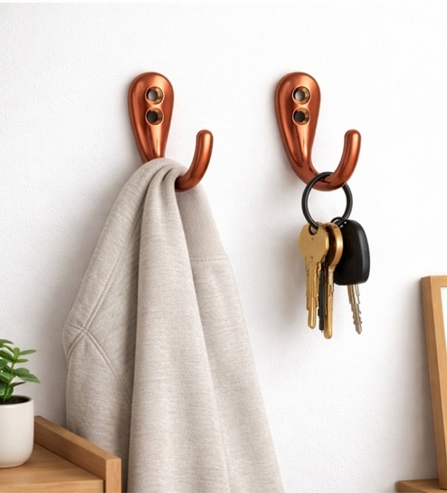 2 Pcs Single Rose Gold J Wall Hook