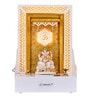 The Mandir Store Devika Glossy White Wooden LED Mandir With Storage