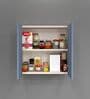2 Door Mirror Glossy triple layered UV Resistant handless cabinet in Blue Berry Finish