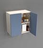 2 Door Mirror Glossy triple layered UV Resistant handless cabinet in Blue Berry Finish