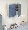 2 Door Mirror Glossy triple layered UV Resistant handless cabinet in Blue Berry Finish