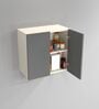 2 Door Mirror Glossy triple layered UV Resistant handless cabinet in Grey Finish
