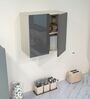 2 Door Mirror Glossy triple layered UV Resistant handless cabinet in Grey Finish