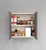 2 Door Mirror Glossy triple layered UV Resistant handless cabinet in Grey Finish