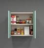 2 Door Mirror Glossy triple layered UV Resistant handless cabinet in Mint Finish