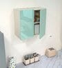2 Door Mirror Glossy triple layered UV Resistant handless cabinet in Mint Finish