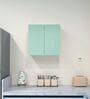 2 Door Mirror Glossy triple layered UV Resistant handless cabinet in Mint Finish