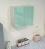 2 Door Mirror Glossy triple layered UV Resistant handless cabinet in Mint Finish