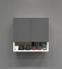 2 Door Mirror Glossy triple layered UV Resistant handless cabinet with Space Organizer in Grey Finish