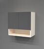 2 Door Mirror Glossy triple layered UV Resistant handless cabinet with Space Organizer in Grey Finish