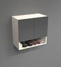 2 Door Mirror Glossy triple layered UV Resistant handless cabinet with Space Organizer in Grey Finish