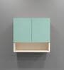 2 Door Mirror Glossy triple layered UV Resistant handless cabinet with Space Organizer in Mint Finish