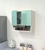 2 Door Mirror Glossy triple layered UV Resistant handless cabinet with Space Organizer in Mint Finish