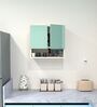 2 Door Mirror Glossy triple layered UV Resistant handless cabinet with Space Organizer in Mint Finish