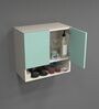 2 Door Mirror Glossy triple layered UV Resistant handless cabinet with Space Organizer in Mint Finish